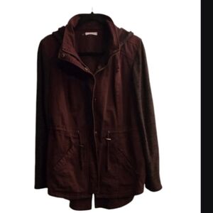 Maurices Burgundy hooded Utility Jacket. Xl